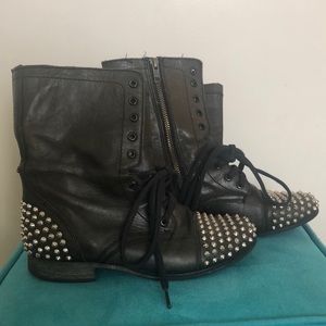 Black Studded Steve Madden Combat Boots